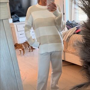 moon & madison Cream and Tan Striped Sweater